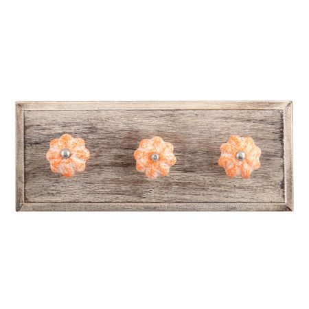 Sprinkled Orange Ceramic Wooden Hooks